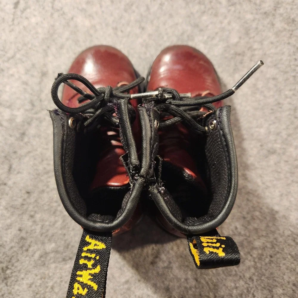 Dr Martens 1460 T Boots Kids Size‎ 8 Oxblood Red Leather Lace Up Zip Ankle